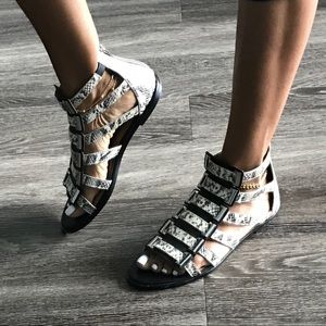 Animal Print Zip Sandals